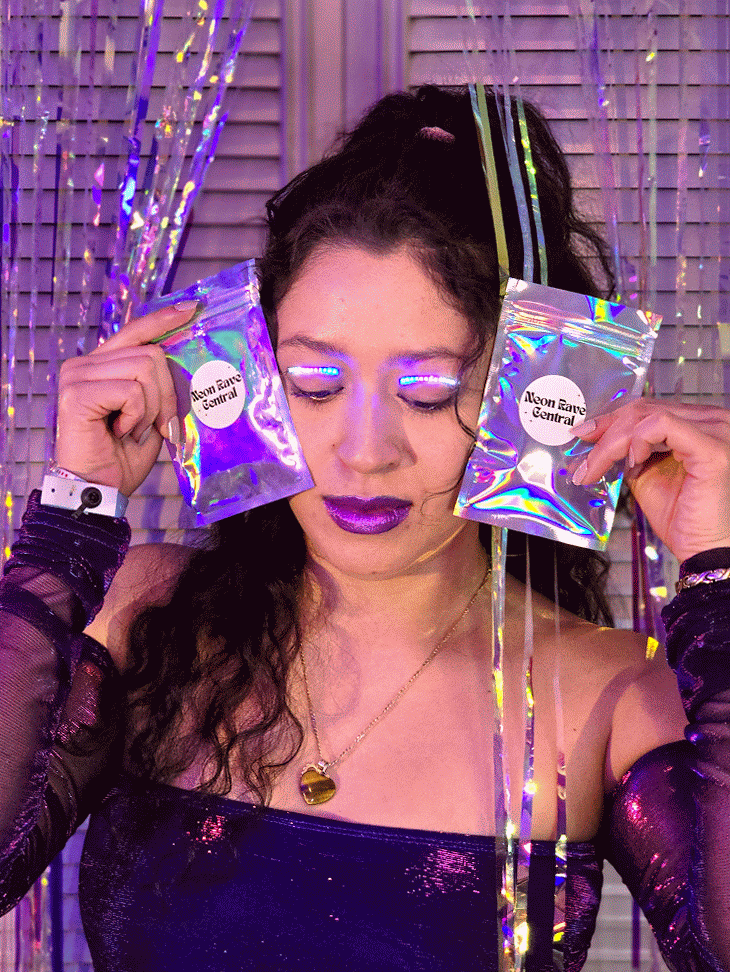 RGB LED Eyelashes - Waterproof Shining Charming Makeup Eyelashes for Rave Party Club (1 Pair)